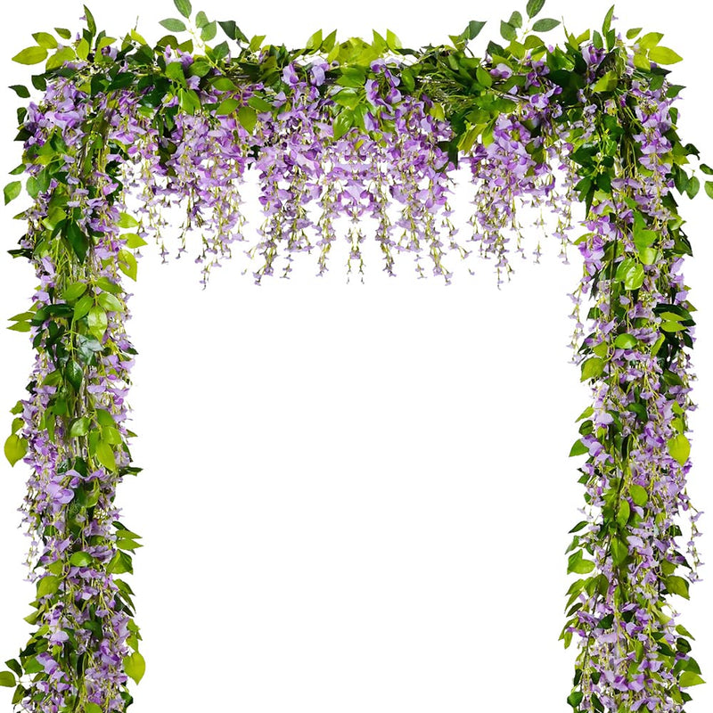 Wisteria Garland Artificial Flowers Wisteria Vine - 5Pcs Total 33ft Purple Fake Wisteria Hanging Flower Wisteria Garland - NewNest Australia