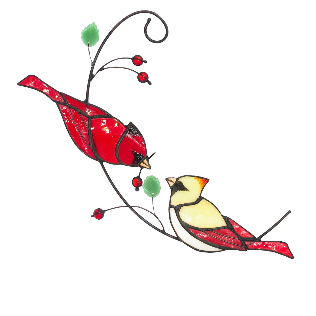 Goukurlsma Cardinal Stained Glass Birds Window Hanging Red Cardinal Gifts Birds Decor Cardinal Suncatcher Window Ornaments - NewNest Australia