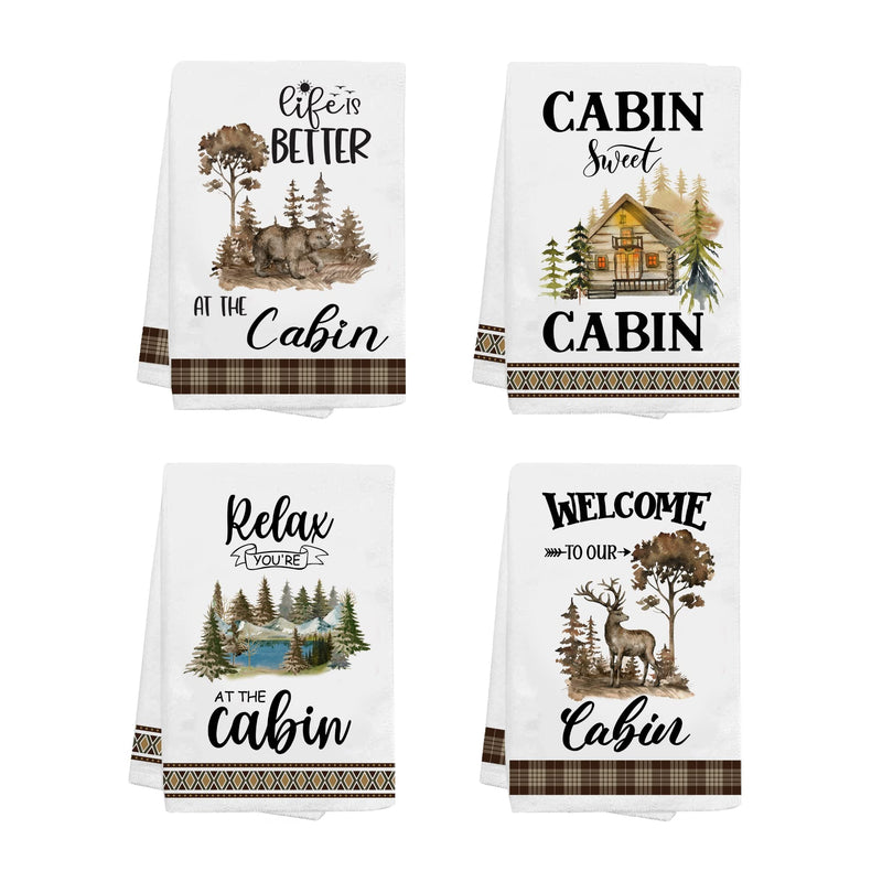 pinata Cabin Decor, Cabin Kitchen Towels Set of 4, Rustic Hand Towels, Decorative Dish Towels for Kitchen Dring Dishes, Log Cabin Decor, Farmhouse Bear Deer Tea Towels, Bath Towels - NewNest Australia