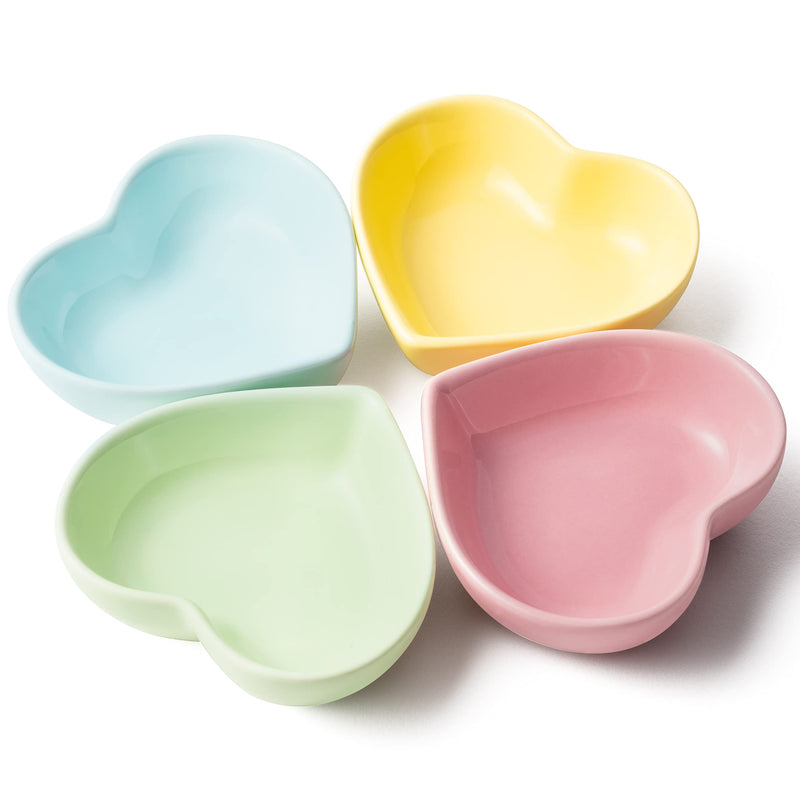 H1vojoxo 4PCS Heart Ring Dishes Display, Heart Shaped Jewelry Tray for Women, Earring Necklace Dish Holder for Girls, Danish Pastel Heart Ring Dish for Room Decor, Ceramic Trinket Dish for Couple Gift - NewNest Australia