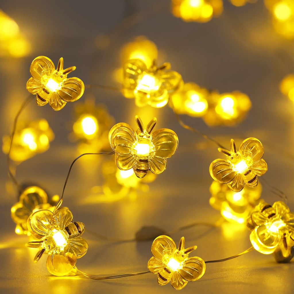 2 Sets Honey Bee Fairy String Lights Battery Operated Bee String Light 10 ft 40 LED Bee Decorative Lights for Wedding Summer Party Indoor Outdoor Decoration - NewNest Australia