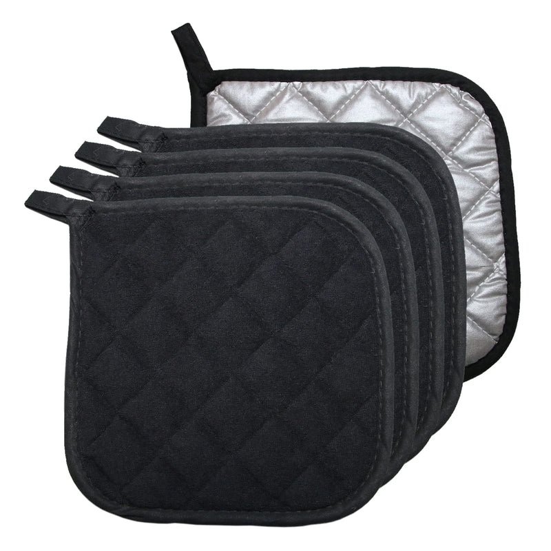 5 PCS Pot Holders for Kitchen, Cotton Potholers with Great Heat Resistance, Hot Pads, Trivets for Cooking and Baking Black Potholders 5 - NewNest Australia