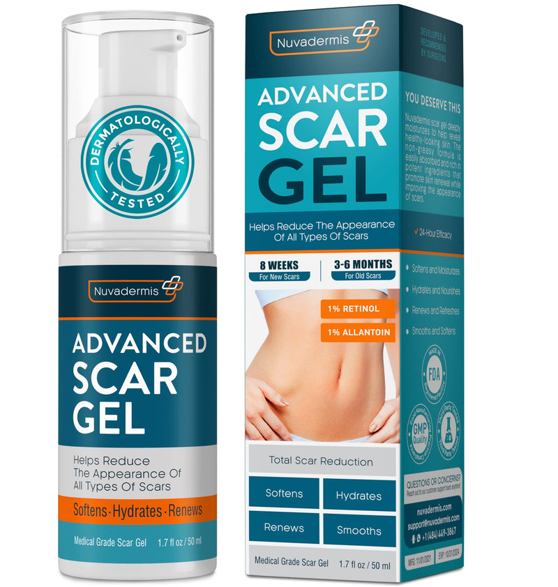 Scar Cream Gel - Advanced Post Surgery Supplies - C-Section, Tummy Tuck, Keloid, Acne Removal Treatment - Retinol, Allantoin,Vitamin E- Try with Surgical Silicone Sheets, Tapes, Patches - 1.7 oz - NewNest Australia
