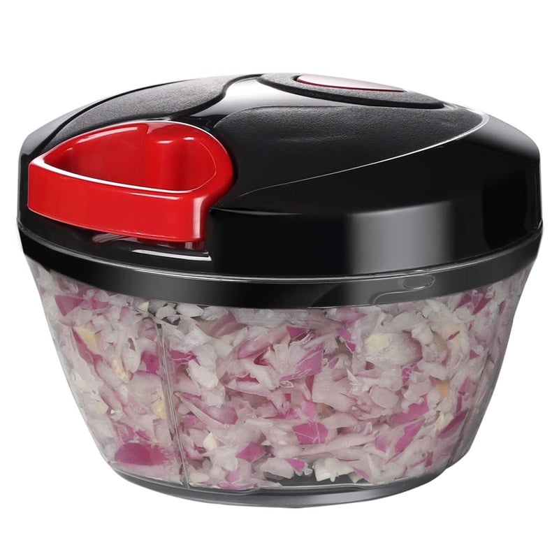 Ourokhome Hand Pull Food Processor - Portable Manual String Vegetable Chopper Small Kitchen Speed Mincer for Veggie, Garlic, Onion, Ginger, etc, 2 cup, Black 550ml - NewNest Australia