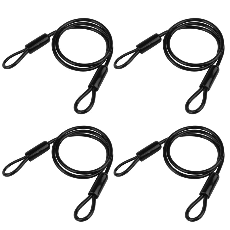 4 Pcs 2½ ft Black Security Cable Luggage Lock Safety Cable Wire with Double Looped Ends, 5mm Iron Galvanized PVC Coated Braided Security Cable, 220 lb Breaking Force - NewNest Australia