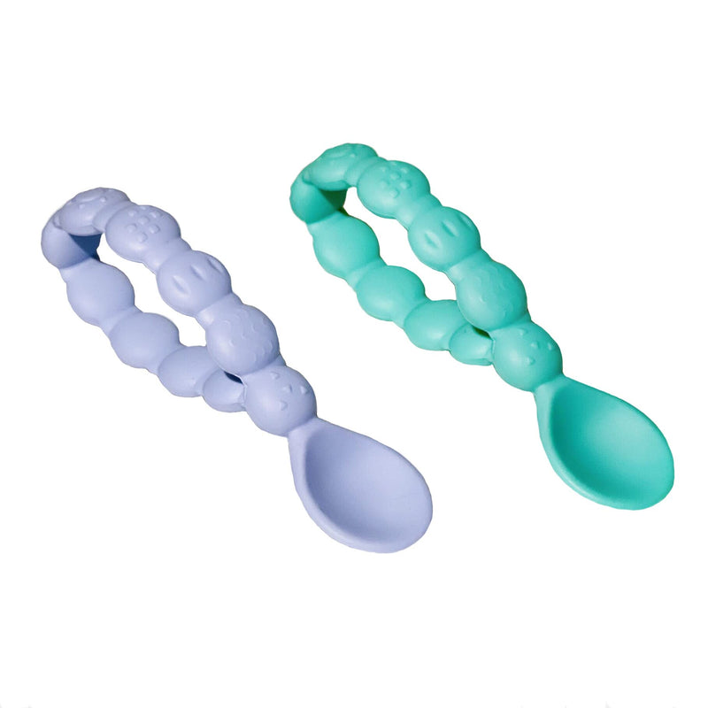 AbalonBest Ring Shaped Utensil Baby Spoon Soft Silicone Baby Feeding Set, Baby Self-Feeding Utensil Toddler Training Spoon Baby Led Weaning BPA Free, 2-pack - NewNest Australia