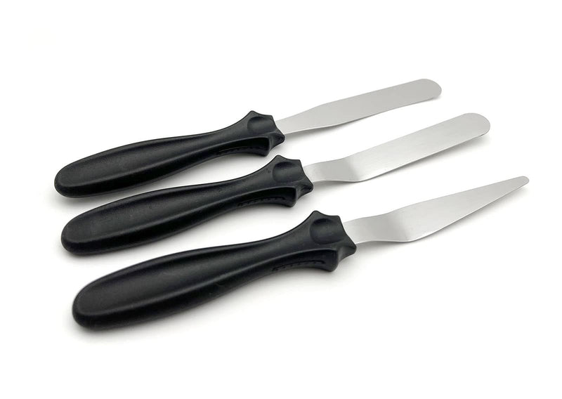 halteoly Icing Spatula , Small Baking Spatulas Set with Straight4-5/8",Offset 4-1/2",Tapered 4-1/8" Stainless Steel Blade,Angled Cake Decorating Frosting Spatulas Set of 3 Black - NewNest Australia