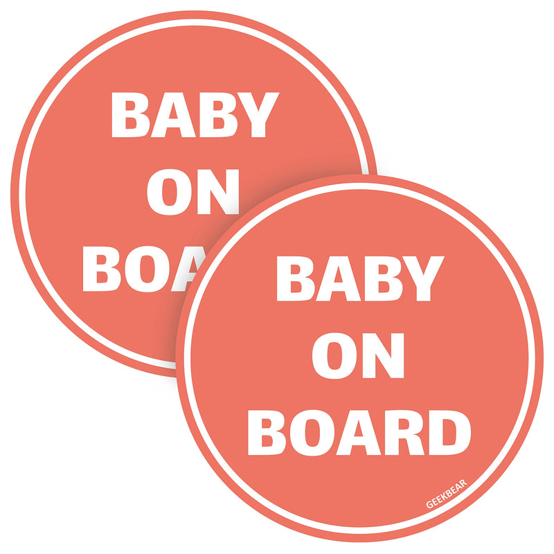 GEEKBEAR Baby on Board Sticker for Cars (Apricot - 2 Pack) - Baby on Board - No Magnet or Suction Cup - Baby on Board Safety Sign - Cute and Funny Baby in Car Sticker Decal for Window Bumper Apricot - NewNest Australia