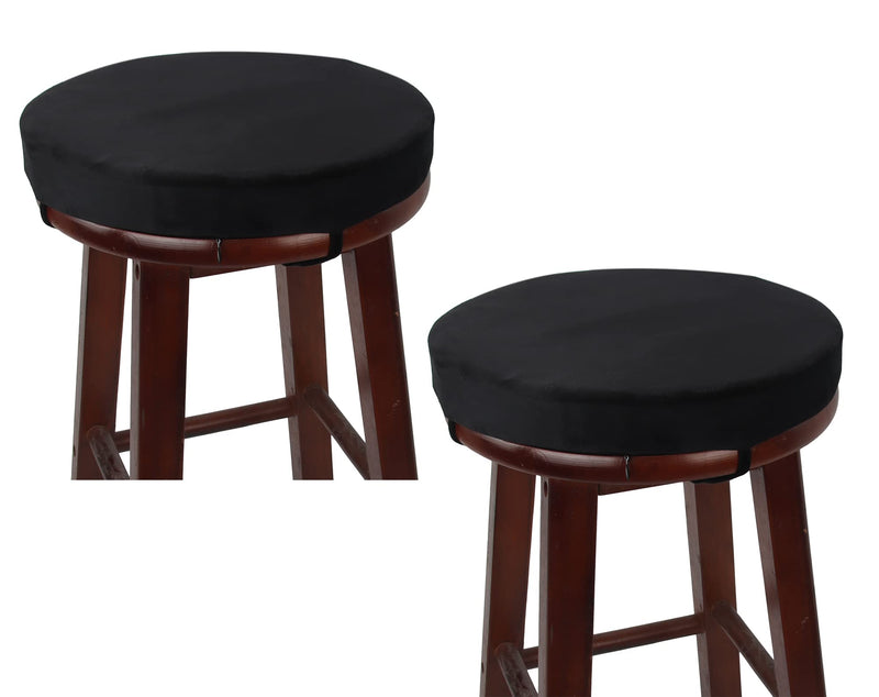 Augld Bar Stool Cushion Round, 2 Pack Small Kids Chair Pad with Ties 12x12x2 Black 12"x12" - NewNest Australia