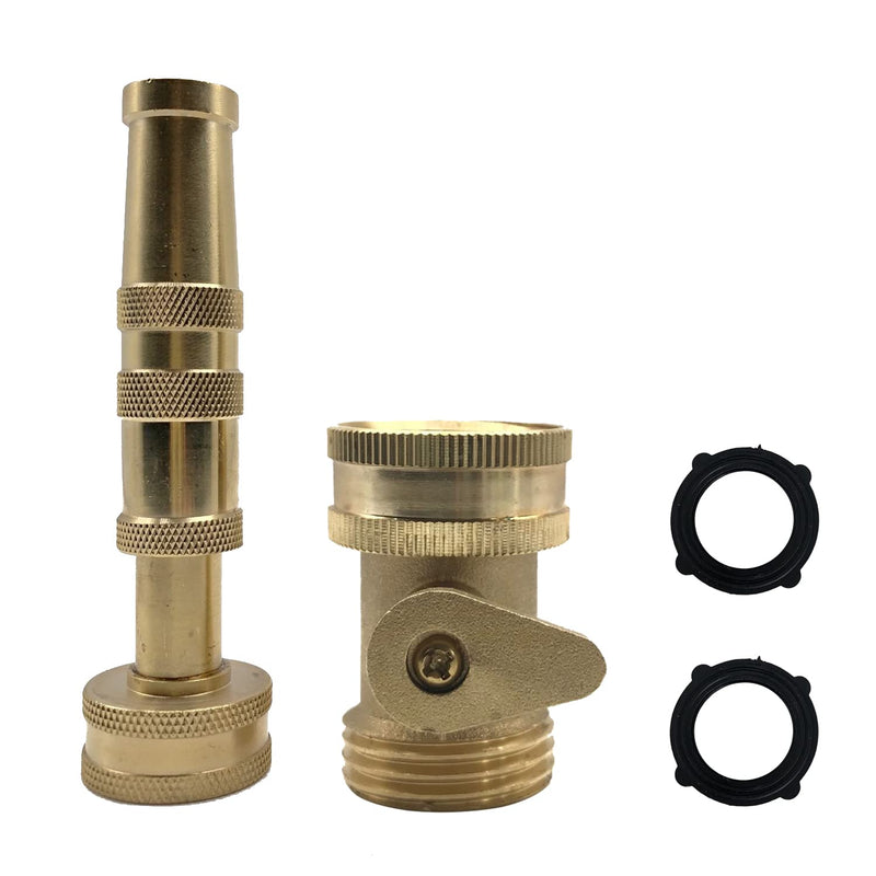 Adjustable Twist Jet Nozzle High Pressure, Water Sprayer, with Garden Water Hose Shut Off Valve, Heavy Duty Brass Hose Nozzle 3/4" GHT Connector - NewNest Australia