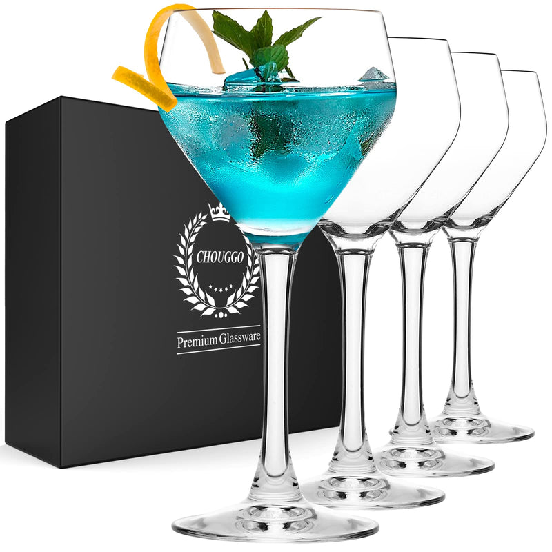 Chouggo Nick & Nora Glasses Cocktail Glasses Set of 4, Hand Blown Premium Crystal Cocktail Glass for Bar, Martini, Cosmopolitan, Manhattan, - 6Oz, Clear - NewNest Australia