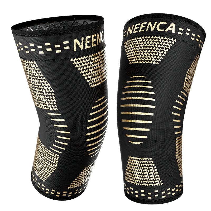 NEENCA Copper Knee Sleeves (Pair), Professional Knee Brace with Copper Ions Infused Fiber Technology, Premium Compression Support for Knee Pain, Sports, Workout, Arthritis, ACL, Joint Pain Relief... Real Copper Ions（2 pack） Large - NewNest Australia