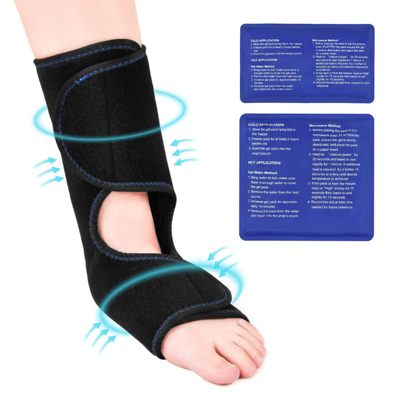 Tutmyrea Foot & Ankle Ice Pack Wrap, Reusable Cold Compress with 2 Gel Packs, Adjustable Hot & Cold Therapy for Sprained Ankle Heel Pain Achilles Tendon Injury Plantar Fasciitis Bursitis Swelling - NewNest Australia