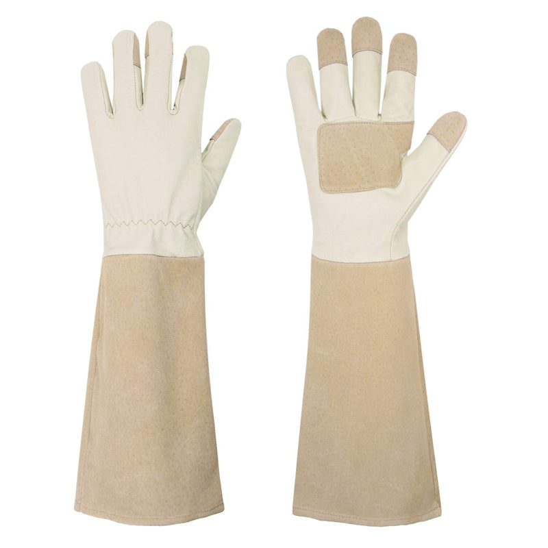 Pruning Gloves Long for Men & Women, Pigskin Leather Rose Gardening Gloves- Breathable & Durability Gauntlet Gloves X-Small Beige - NewNest Australia
