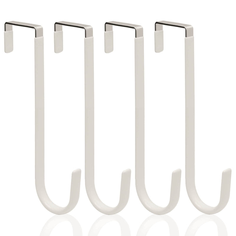4 Pack Sturdy Over The Door Hooks, Widen and Lengthen Door Hanger, White Door Hooks for Hanging Towels, Clothes, Bags, Soft Rubber Surface Prevents Scratches, for Bathroom, Living Room, Kitchen - NewNest Australia