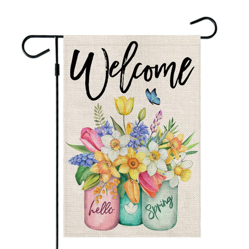 Spring Garden Flag Floral Mason Jar 12×18 Inch Double Sided Outside Vertical Holiday Yard Décor 12"X18" - NewNest Australia