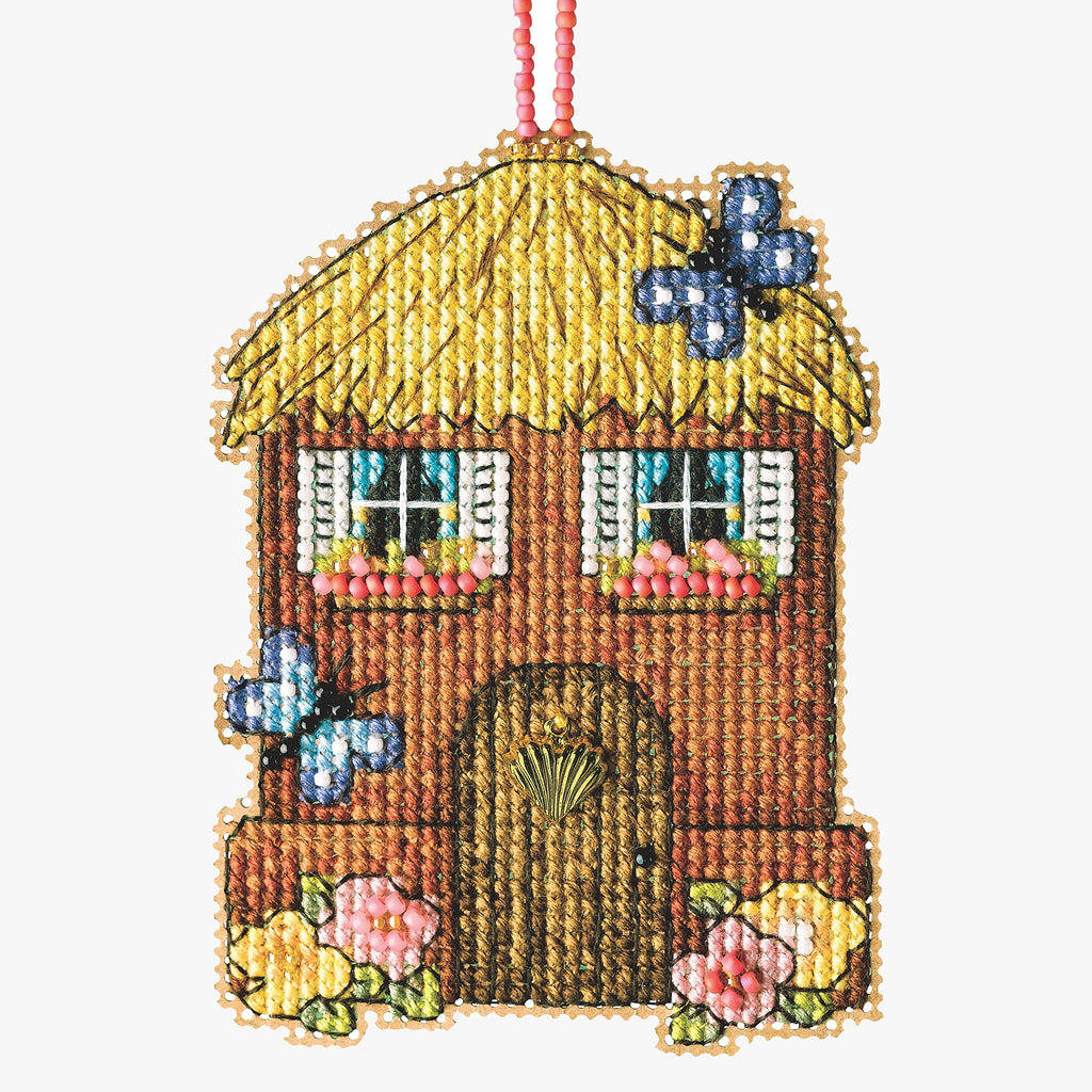 Straw House Beaded Counted Cross Stitch Ornament Kit Mill Hill 2022 Garden Gnomes MH162216 - NewNest Australia