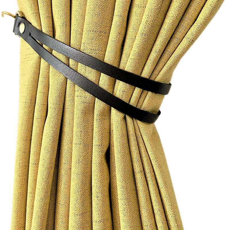 Leather Curtain Tiebacks ?JfwuHap 2 Pcs Curtain Tiebacks,Leather Curtain Rod Holder,Thicken Curtain Tieback Ropes for Office Cafe Balcony Curtain Buckle Decorative (Black) Black - NewNest Australia