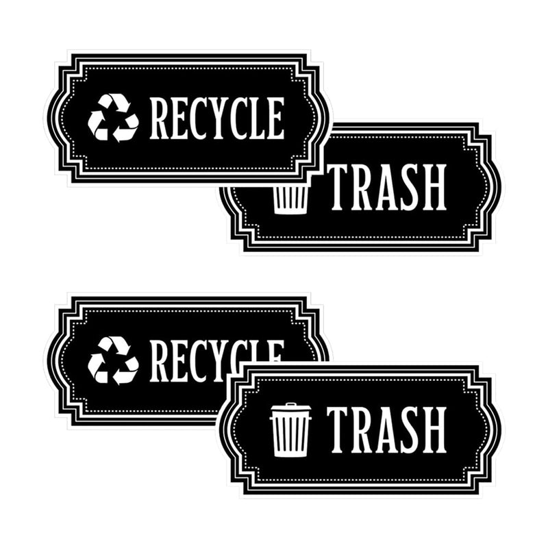 4 Pack Recycle and Trash Decal, Recycle and Trash Logo Symbol, Waterproof Vinyl Decal for Trash cans, Garbage containers and Recycle Bins (Black) Black - NewNest Australia