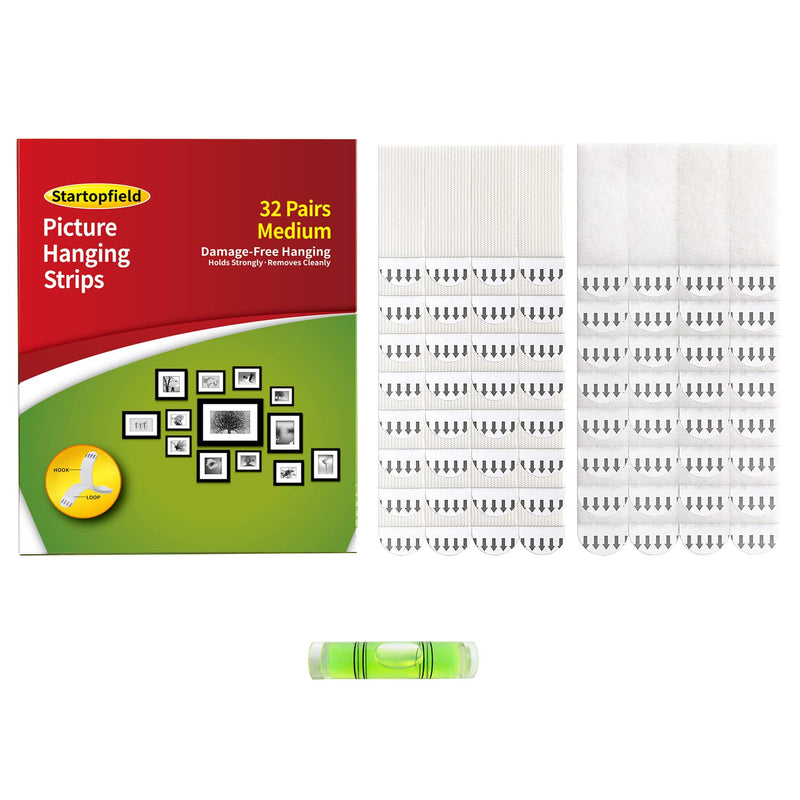 32-Pairs(64 Strips) Medium Picture Hanging Strips Frame Hanging Strips,Decorate Damage-Free Perfect for Wall Art Hanging Frames, Posters Medium-32 Pairs - NewNest Australia