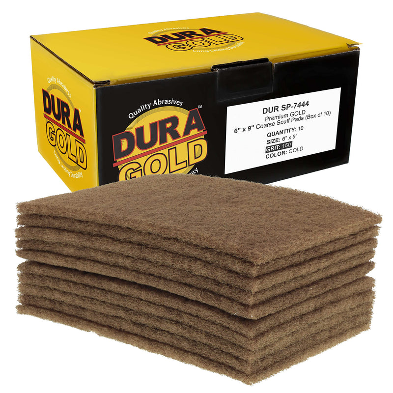 Dura-Gold Premium 6" x 9" Gold Coarse Scuff Pads, Box of 10 - Scuffing, Scouring, Sanding, Paint Primer Prep Adhesion Scratch - Surface Preparation For Automotive Car Auto Body Repair Woodworking Wood - NewNest Australia