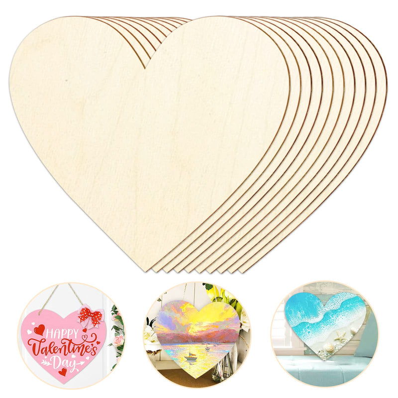 Wooden Hearts for Crafts, 10 Pack 12 Inch Blank Wood Slices for Crafts Valentine's Unfinished Wood Ornaments Heart Cutout, Blank Wooden Signs Paint for Wooden Crafts - NewNest Australia