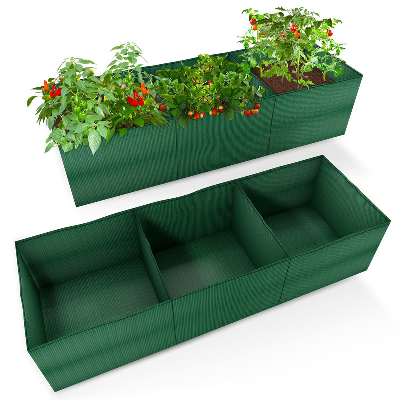 Raised Garden Bed with 3 Partition Grids,Durable PE Fabric Planters Grow Bags,Suitable for Potato,Tomato,Flower,Vegetable Plant Container (1) 1 - NewNest Australia