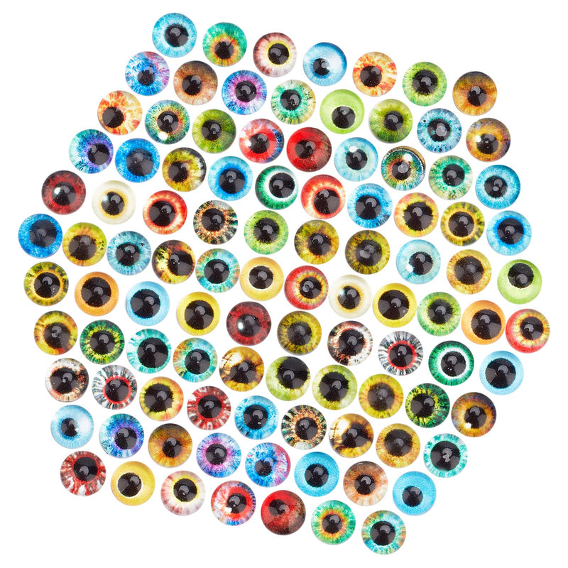 PH PandaHall 200pcs Animal Eye Glass Cabochons, 50 Style Dragon Eyes Glass Cabochons 6mm Cat Owl Bird Human Pupil Eyes Half Round Gems for Art Props Photo Dome Pendant Trays Halloween 50 Styles - NewNest Australia