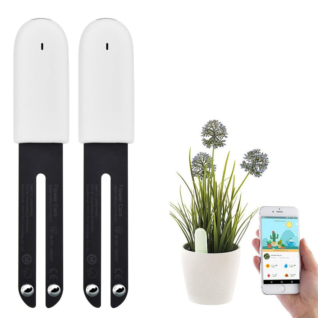 WANFEI Plant Monitor Soil Test Kit Flower Care Soil Tester Smart Plant Tracker Intelligent Sensor Plants Detector Bluetooth Monitor for Light Moisture Fertility Temperature Level (White-2 Pack) White-2PACK - NewNest Australia