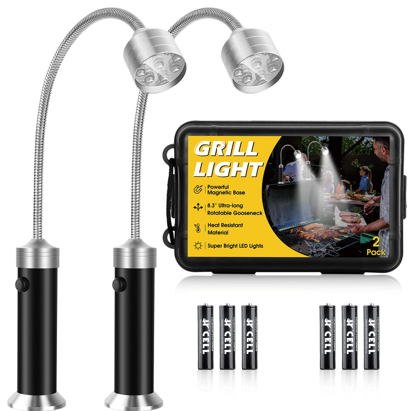 Barbecue Grill Lights, BBQ Accessories for Outdoor Grill with Magnetic Base, Super Bright LED, 360 Degree Flexible Gooseneck, Water and Heat Resistant, Batteries Included - Pack of 2 - NewNest Australia