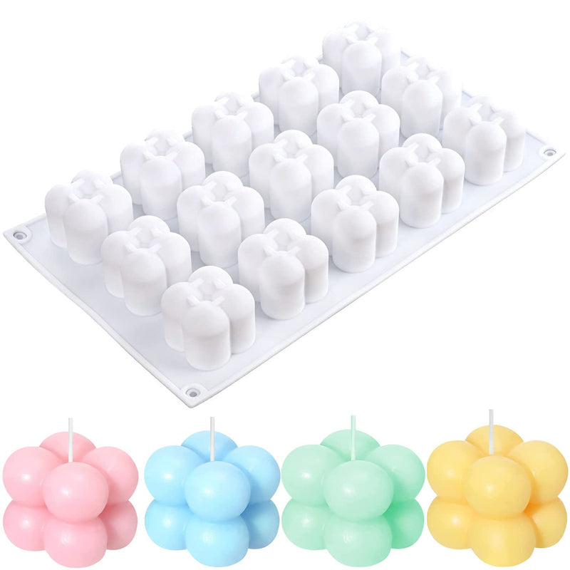 Konrisa 3D Bubble Candle Molds, 15 Cavity Cube Silicone Molds for Candles Making Soy Wax, Bubble Cake Molds for Baking Chocolate Dessert Cheesecake Mousse Cake Jelly Pudding 15-cavity - NewNest Australia