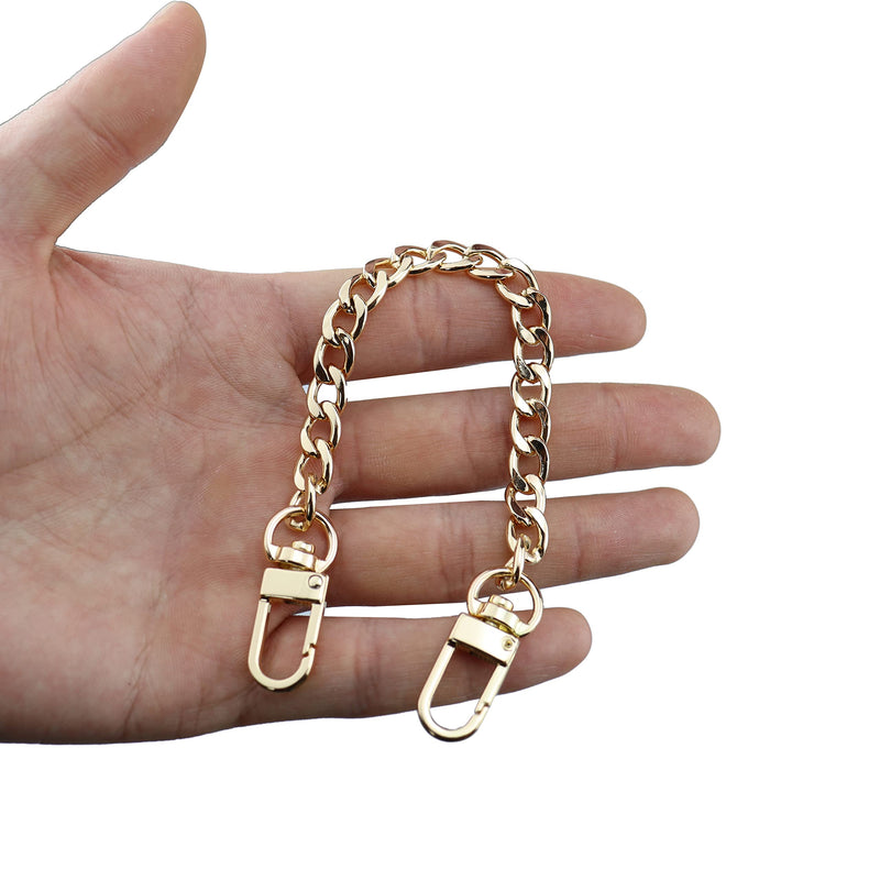 HEEHEE 7.9" Mini Purse Chain Strap More Upscale Color Tone Wearing Comfortable Slim Wide 8mm Quality Metal Flat Chains Handbag Replacement Straps Gold 1 PCS for Shoulder Cross Body Wallet Clutch Gold 7.9" - NewNest Australia
