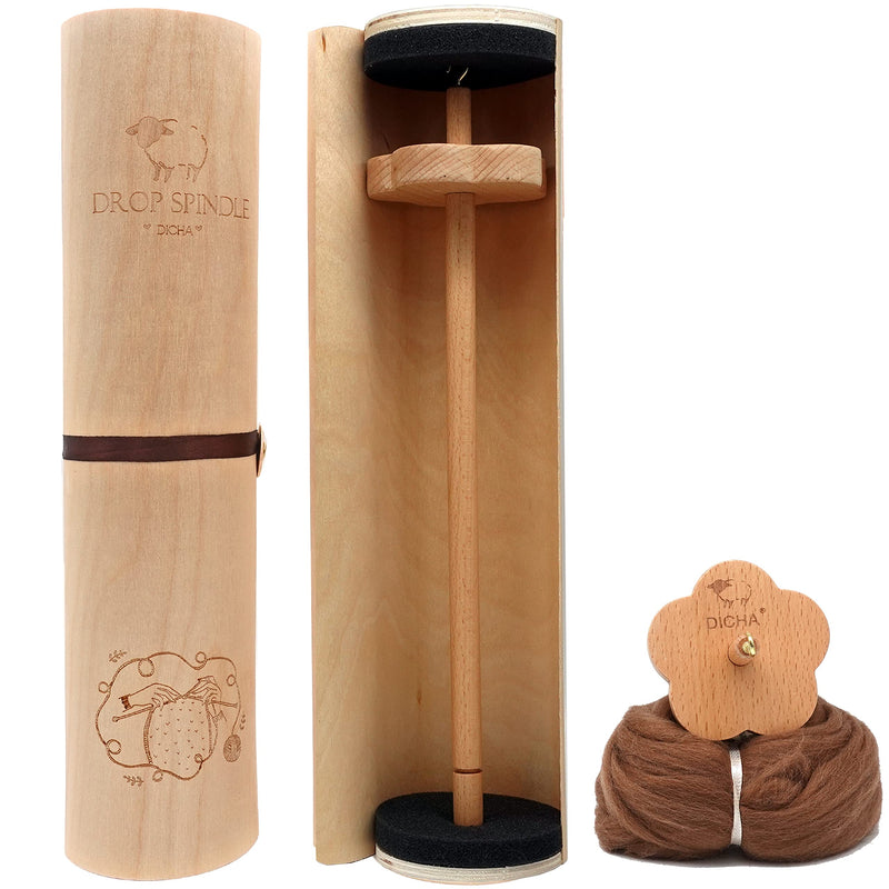 DICHA 3 Inch Flower Shaped Drop Spindle Kit- High Low Whorl Wooden Spindles with Tutorial -Weaving Spinning Wheels for Beginners-All in A Gift Box-Perfect Spinner Gifts-Durable,Easy to Use - NewNest Australia