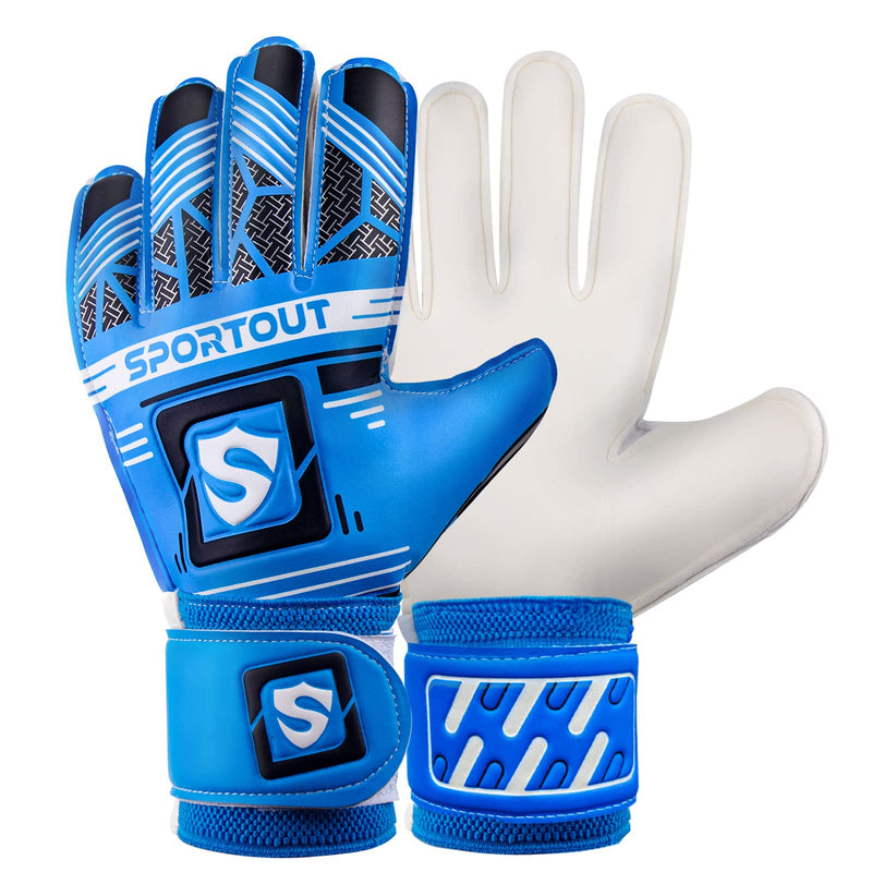 Sportout Goalie Gloves, Goalkeeper Gloves with Fingersave, Soccer Gloves, Breathable Soccer Goalie Gloves, 4mm Latex, for Kids Youth and Adult Blue 8 - NewNest Australia