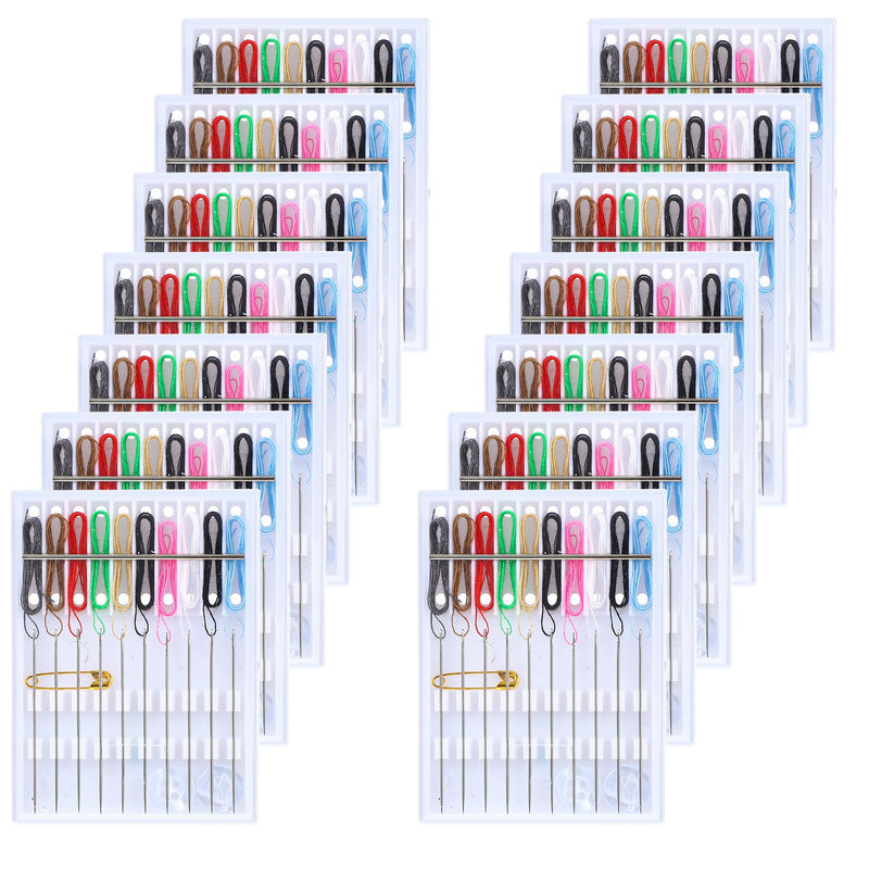 14 Boxes 140 Pieces Mini Quick Fix Sewing Kit Easy Pre Threaded Needle Kit Basic Personal Sewing Kit Plastic Threaded Needle Holder Small Home Travel Sewing Box with Pin Button, Assorted Colors - NewNest Australia