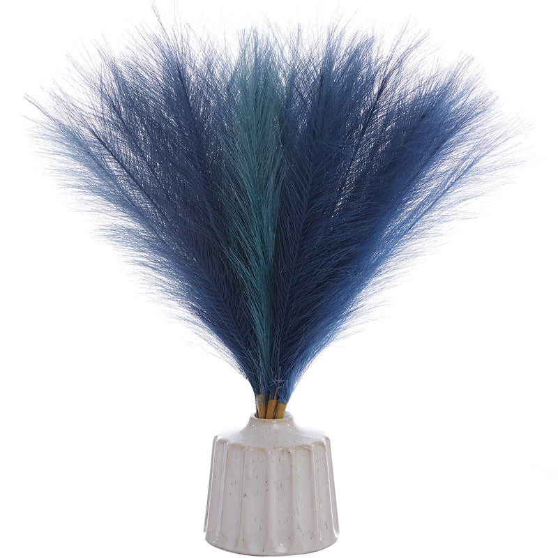 Serwalin Blue Pampas Grass Decor Small 17.7 Inch 6pcs, Artificial Pampas Grass Living Room Home Office Vase Filler, Pampas Grass Branches Arrangements Boho Party Wedding Centerpieces Non-Shedding Blue & Indigo & Peacock Green - NewNest Australia