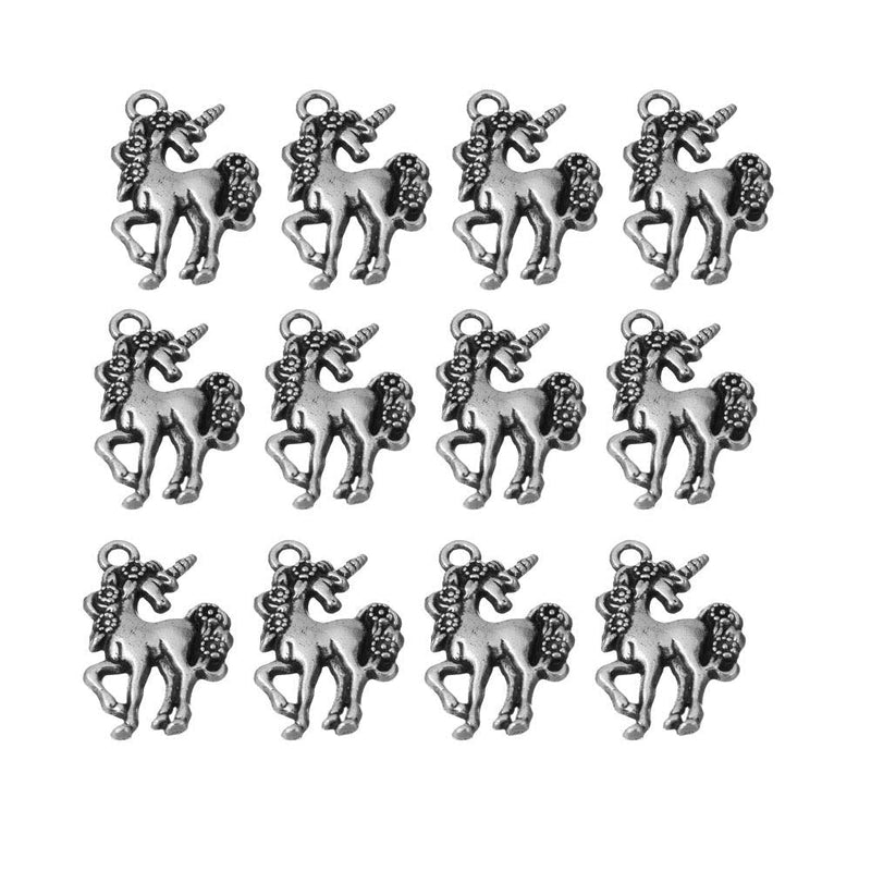 WiYould 50pcs Unicorn Charms Pendants for Necklace Earring Bracelet Keychain DIY Jewelry Making Supplies, Antique Silver - NewNest Australia