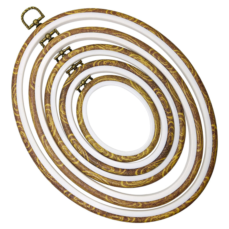 5Pcs Oval Embroidery Hoop - Imitation Wood Cross Stitch Hoop Frame Set, Display Embroidery Rings for Needlepoint Sewing Craft (5 Different Sizes) 5pcs oval hoops - NewNest Australia