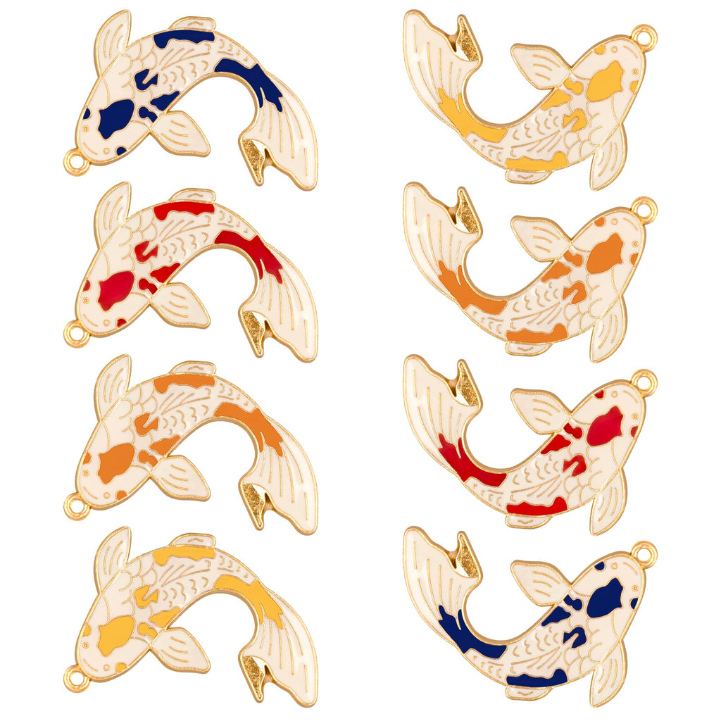 PAGOW 8 Pcs Peace Alloy Fish Charms 4 Colors Enamel Fishes Charms - Lovely Charm Pendants for Crafts, Jewelry Making Earrings Bracelets Necklace DIY Making Supplies - Cute Accessories - NewNest Australia