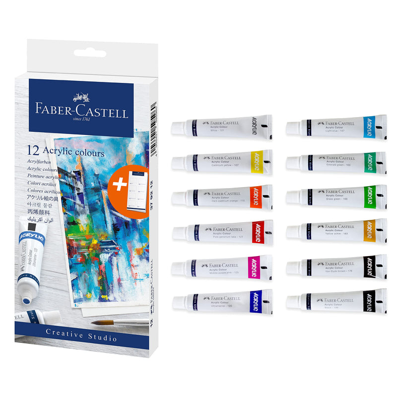 Faber-Castell Acrylic Paint Set - 12 Paint Tube Colors, Acrylic Paint Set for Adults - NewNest Australia