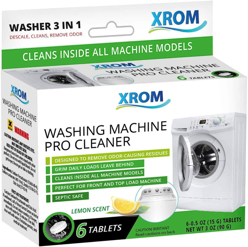 XROM Natural Washer Cleaner 3 in 1 Formula - Removes Odors, Limescale & Detergent Build-Up, Removes Hard Water Stains, For Front and Top Load, 6 Ct (Lemon) Lemon - NewNest Australia