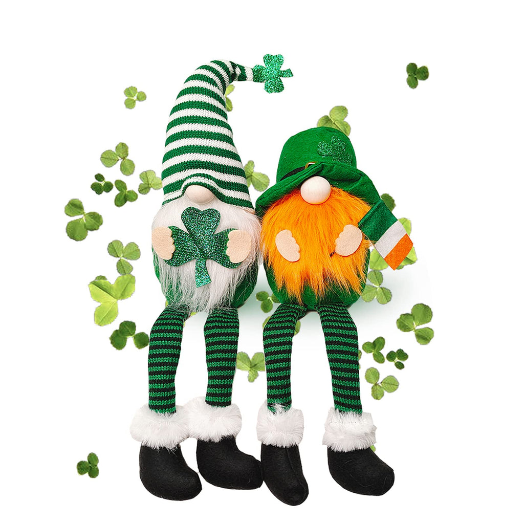 St Patrick's Day Gnome Plush Decorations 2PCS Green Irish Gnomes Elf Decor Handmade Scandinavian Home Table Shamrock Ornaments Cute St. Patrick's Day Gifts - NewNest Australia