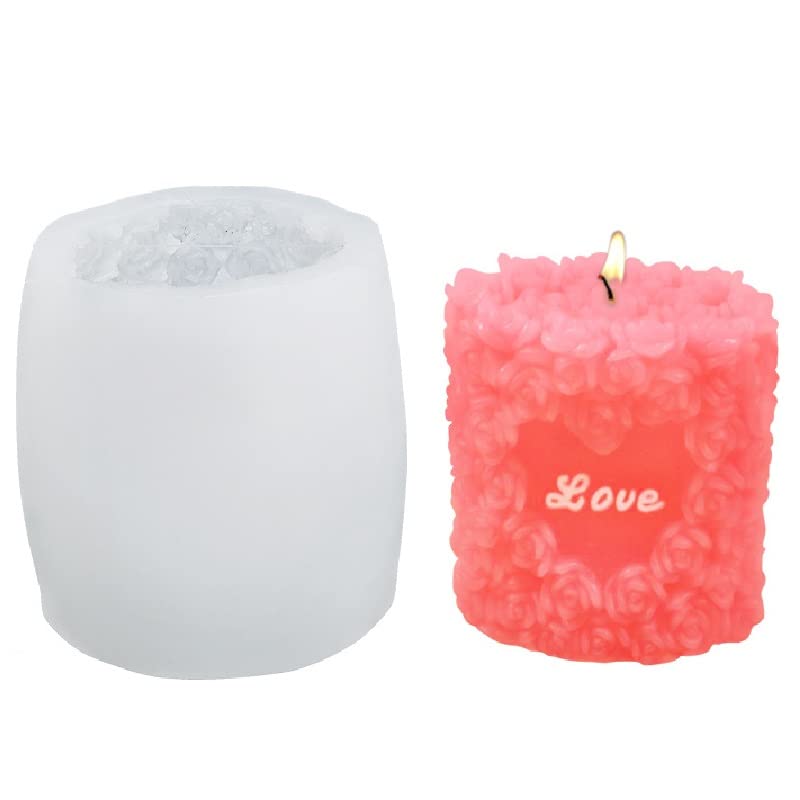 Rose Cylinder Candle Mold Cylinder Silicone Mold for Candle Cylinder Resin Mold 3D Candle Silicone Mold Cylinder Soap Epoxy Resin Mold Decoration Mold Plaster Candle Aroma Soap Chocolate Mold LZ-45 - NewNest Australia