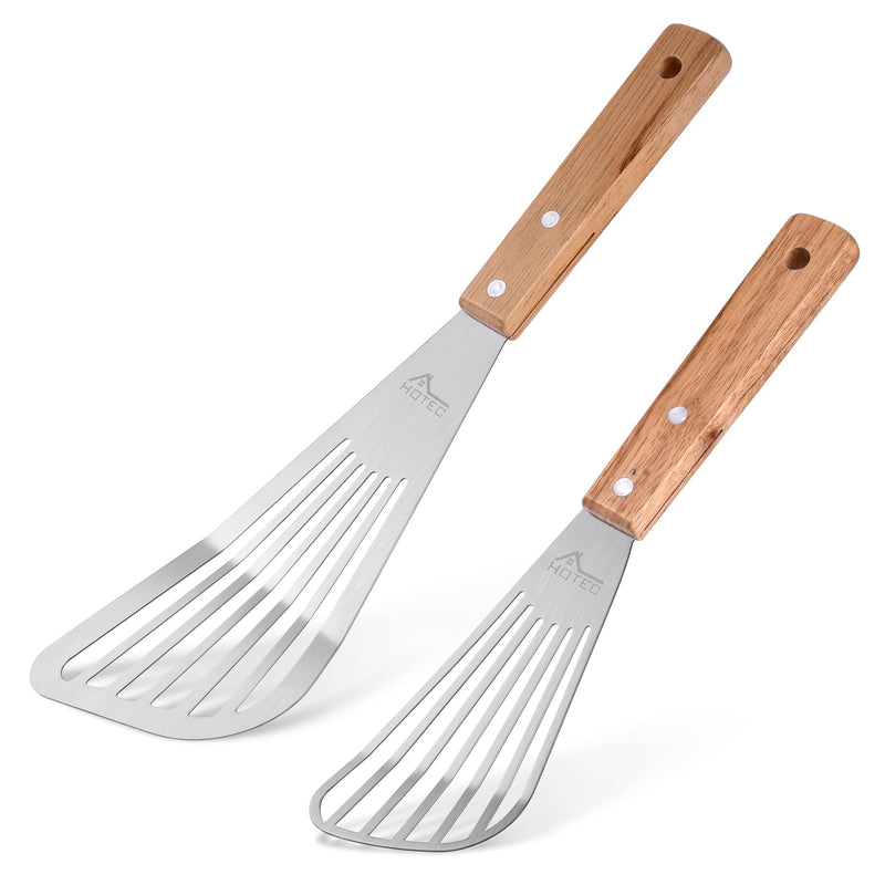 HOTEC Stainless Steel Thin Slotted Fish Turner Spatula Small & Large 10.3''+12.5'' Small+Large - NewNest Australia