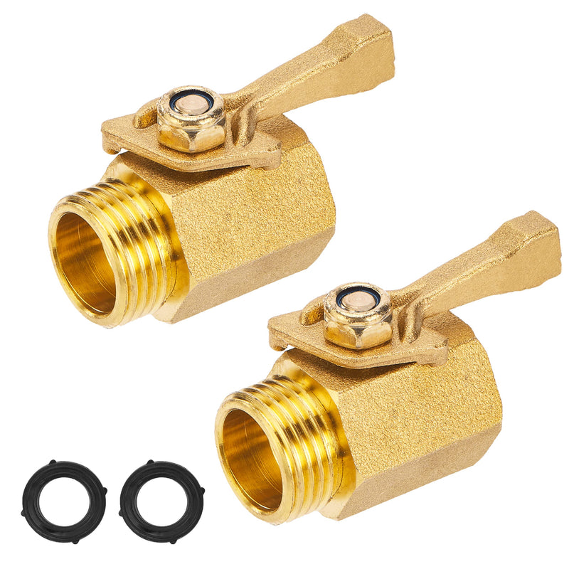 JOEJET Garden Hose Shut Off Valve, Heavy Duty Brass Shut Off Valve for Garden Hose with 2 Rubber Washers, 3/4 Inch, 2 Pack - NewNest Australia