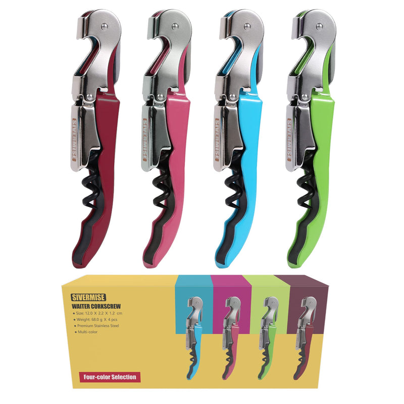 SIVERMISE Waiters Corkscrew, Wine Bottle Opener, Multi-Functional All-in-1(Multi-Color, Pack of 4) - NewNest Australia