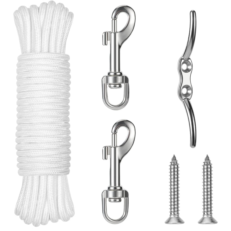 KAHACIYO Flag Pole Parts Kit, Flagpole Hardware Parts- 50 Ft Flag Pole Rope, Flagpole Snaps Hooks, 6" Rope Cleat- Marine Grade 316 Stainless Steel - NewNest Australia