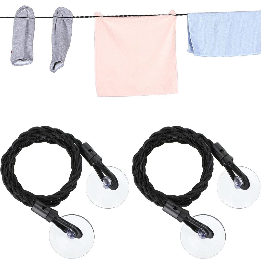 2 Pieces Travel Clothesline Portable Retractable Clothesline with Hooks and Suction Cups Camping Accessories Cruise Essentials for Outdoor and Indoor Use - NewNest Australia