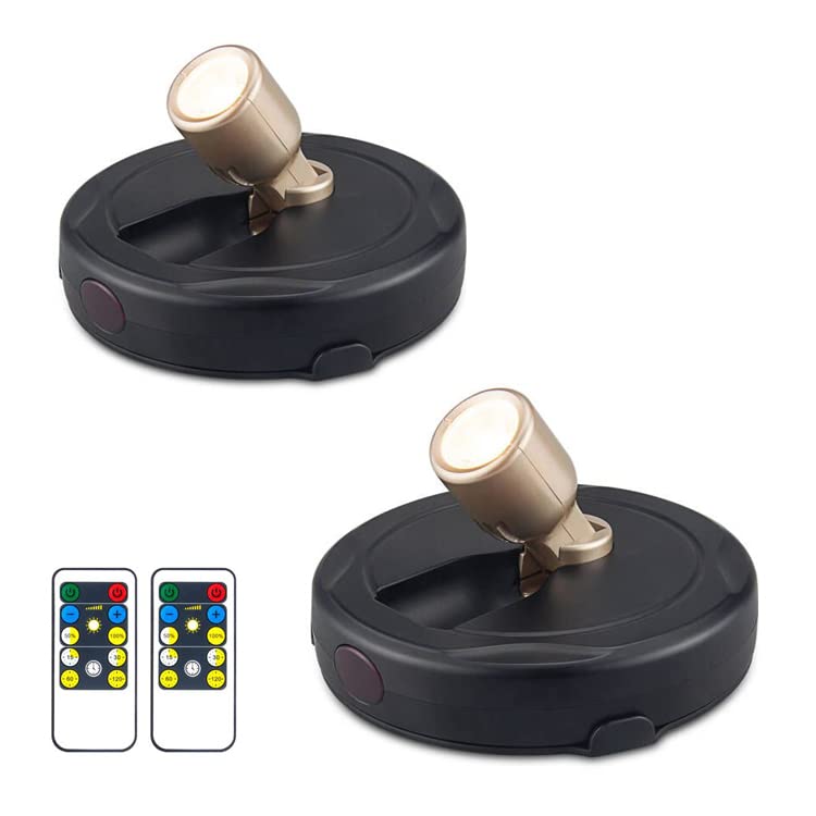 Wireless Spotlights,Battery Operated Spotlight with 2 Remote, Indoor Accent Lights,Closet Lights with Rotatable Lights Head, Stick on Art Lights for Picture Gold - NewNest Australia