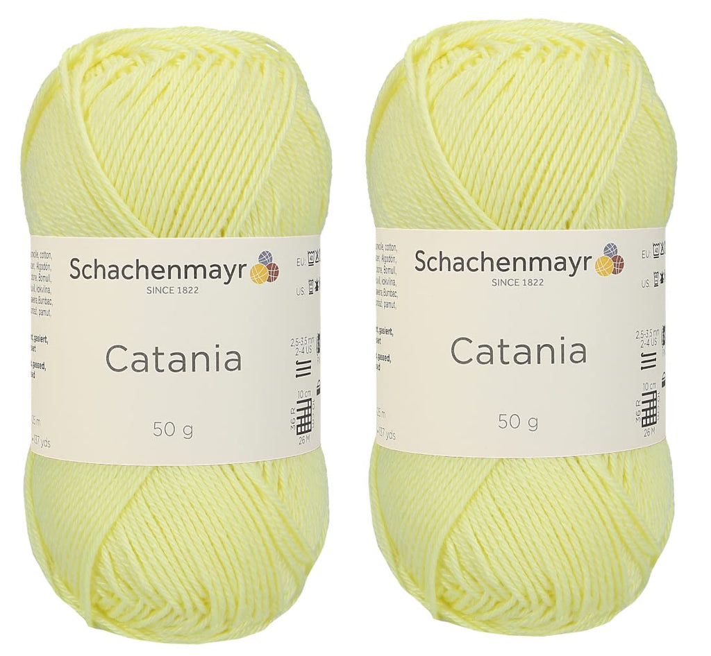 [ Set of 2 Skeins ] Catania Yarn Schachenmayr Originals 100% Mercerized Cotton Yarn, Total 3.52 Oz. Each 1.76 Oz (50g) / 136 Yrds (125 m) Amigurumi Yarn Fine-Sport 2 (100 Mimosa) 100 MIMOSA - NewNest Australia